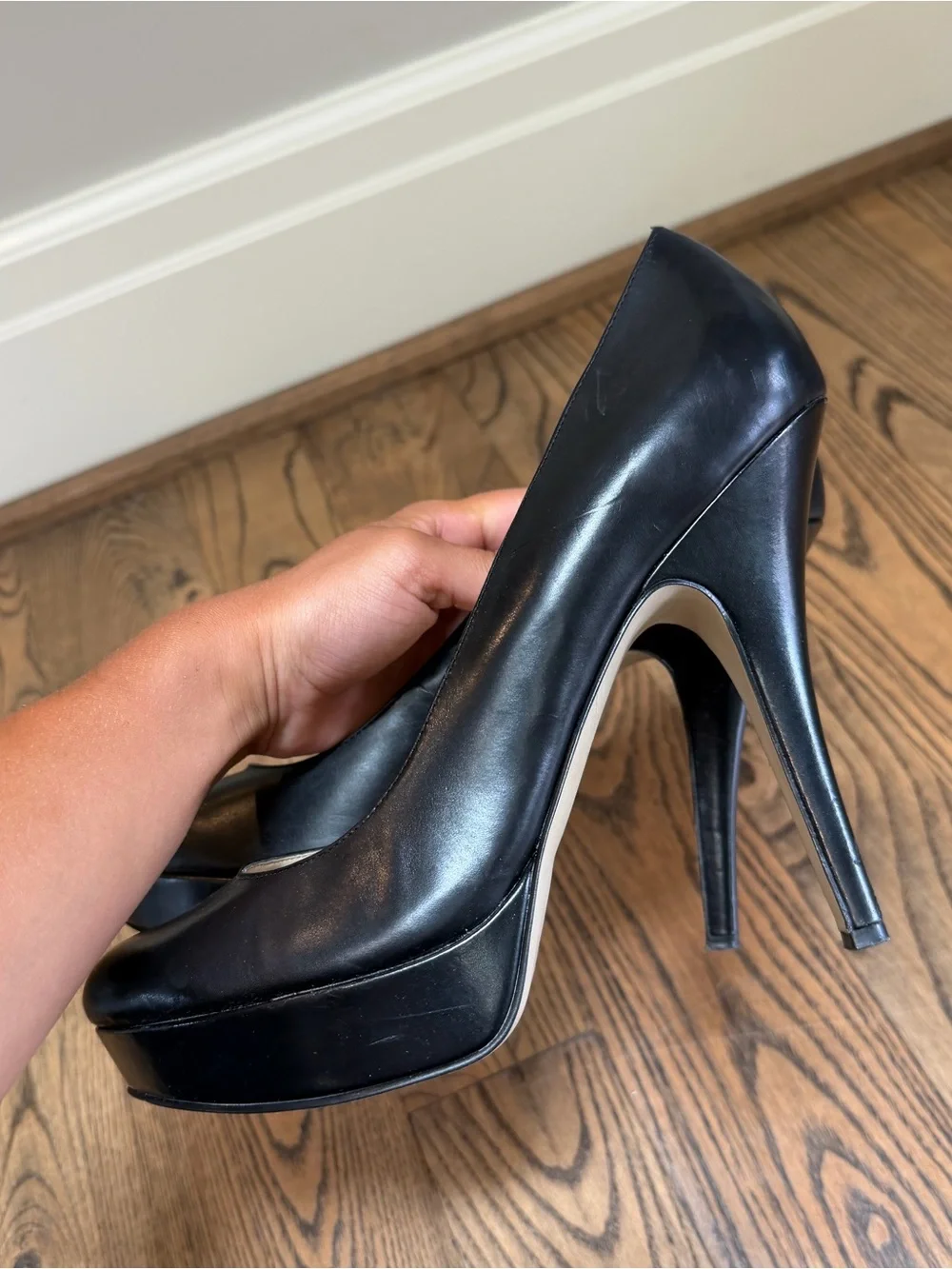 Vintage Enzo Angiolini Black Patent Platform Stiletto Heels Size 10